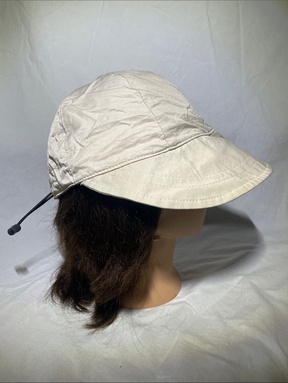 Women's Adjustable Light Beige Outdoor Cap with Drawcord